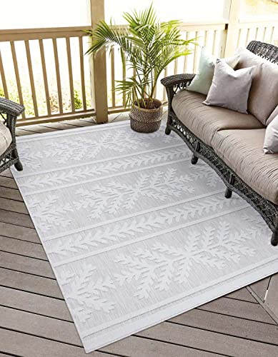 carpet city In-& Outdoor Teppich - 240x340 cm - für Innen-& Außenbereich - Wetterfest Balkon-Teppich, Terrasse, Flur, Küche - Wohnzimmer-Teppiche - Hochtief/ 3D-Effekt - Ethno-Optik in Grau von carpet city