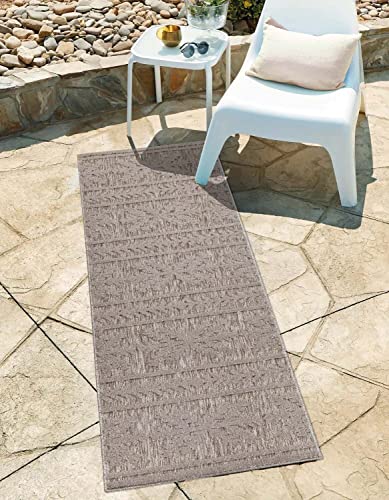 carpet city In-& Outdoor Teppich - Läufer 80x250 cm - für Innen-& Außenbereich - Wetterfest Balkon-Teppich, Terrasse, Flur, Küche - Wohnzimmer-Teppiche - Hochtief/ 3D-Effekt - Ethno-Optik in Braun von carpet city