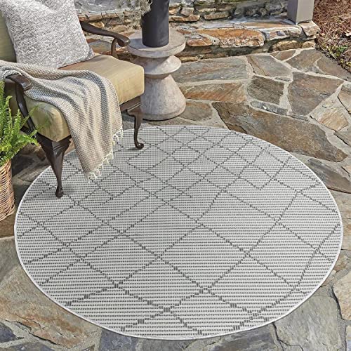 carpet city Outdoor Teppich Terrasse Wetterfest - 120x120 cm Rund - Balkonteppich Anthrazit - Raute-Optik - In-& Outdoor Teppiche für Veranda, Garten, Küche, Bad oder Wohnzimmer carpet city Outdoor Teppich Terrasse Wetterfest - 120x120 cm Rund - Balkonteppich Anthrazit - Raute-Optik - In-& Outdoor Teppiche für Veranda, Garten, Küche, Bad oder Wohnzimmer von carpet city