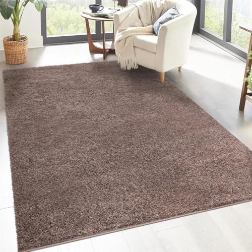 carpet city Shaggy Hochflor Teppich - 150x150 cm Quadratisch - Braun - Langflor Wohnzimmerteppich - Einfarbig Uni Modern - Flauschig-Weiche Teppiche Schlafzimmer Deko carpet city Shaggy Hochflor Teppich - 150x150 cm Quadratisch - Braun - Langflor Wohnzimmerteppich - Einfarbig Uni Modern - Flauschig-Weiche Teppiche Schlafzimmer Deko von carpet city
