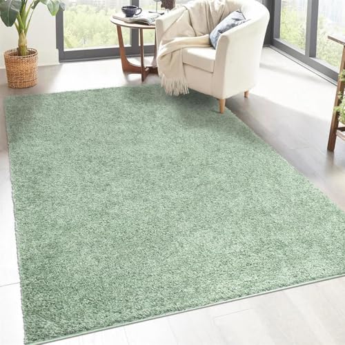 carpet city Shaggy Hochflor Teppich - 200x290 cm - Grün - Langflor Wohnzimmerteppich - Einfarbig Uni Modern - Flauschig-Weiche Teppiche Schlafzimmer Deko carpet city Shaggy Hochflor Teppich - 200x290 cm - Grün - Langflor Wohnzimmerteppich - Einfarbig Uni Modern - Flauschig-Weiche Teppiche Schlafzimmer Deko von carpet city