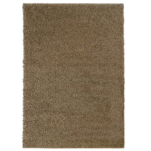 carpet city Shaggy Hochflor-Teppich Einfarbig, Uni Mocca in rechteckig, rund, quadratisch für Wohn- und Schlafzimmer mit weichen Flor; Größe: 200x200 cm quadratisch von carpet city