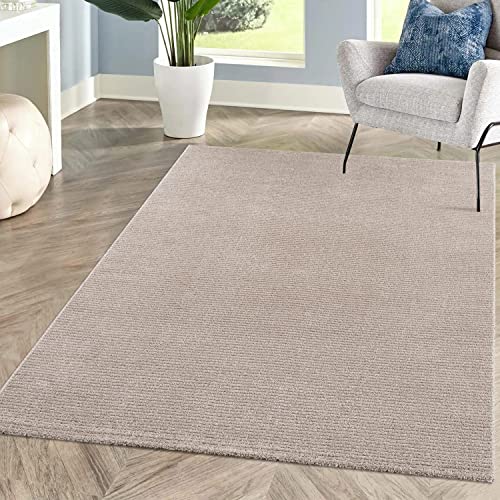 carpet city Teppich Einfarbig Beige Wohnzimmer - Rechteckig 200x290 cm - Hochtief-Streifen-Muster, 3D-Effekt - Kurzflor Teppiche Modern - Deko Home&Living von carpet city