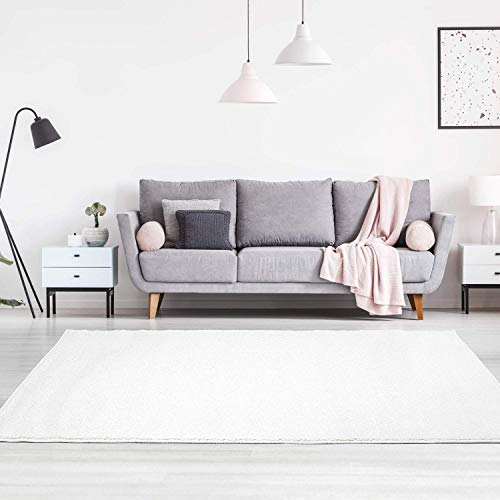 carpet city Teppich Einfarbig Uni Flachfor Soft & Shiny in Weiß für Wohnzimmer; Größe: 120x160 cm von carpet city