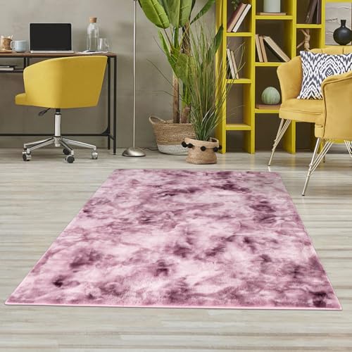 carpet city Teppich Hochflor - Einfarbig Pink 200x290 cm Rechteckig - Weicher Wohnzimmerteppich Soft Touch - Tie-Dye-Optik - Moderne Teppiche Schlafzimmer Wohnzimmer carpet city Teppich Hochflor - Einfarbig Pink 200x290 cm Rechteckig - Weicher Wohnzimmerteppich Soft Touch - Tie-Dye-Optik - Moderne Teppiche Schlafzimmer Wohnzimmer von carpet city