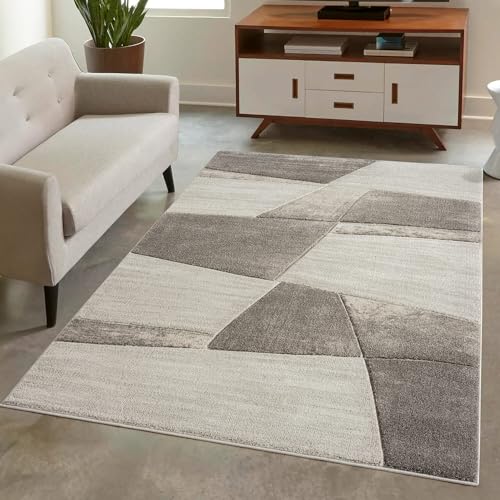 carpet city Teppich Kurzflor Braun - 160x230 cm - Moderne Wohnzimmer-Teppiche Geometrisch mit 3D-Optik - Flachflor Bodenbelag Deko Schlafzimmer, Esszimmer von carpet city