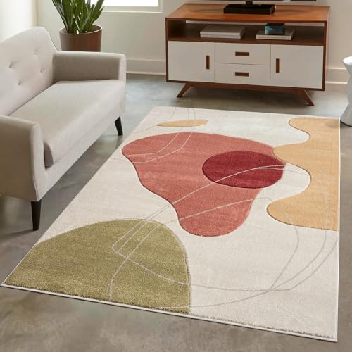 carpet city Teppich Kurzflor Multi - 200x290 cm - Moderne Wohnzimmer-Teppiche Abstraktes Muster mit 3D-Optik - Flachflor Bodenbelag Deko Schlafzimmer, Esszimmer von carpet city