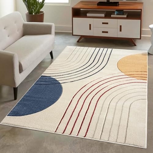 carpet city Teppich Kurzflor Multi - 80x150 cm - Moderne Wohnzimmer-Teppiche Geometrisch, Kreis-Muster mit 3D-Optik - Flachflor Bodenbelag Deko Schlafzimmer, Esszimmer carpet city Teppich Kurzflor Multi - 80x150 cm - Moderne Wohnzimmer-Teppiche Geometrisch, Kreis-Muster mit 3D-Optik - Flachflor Bodenbelag Deko Schlafzimmer, Esszimmer von carpet city