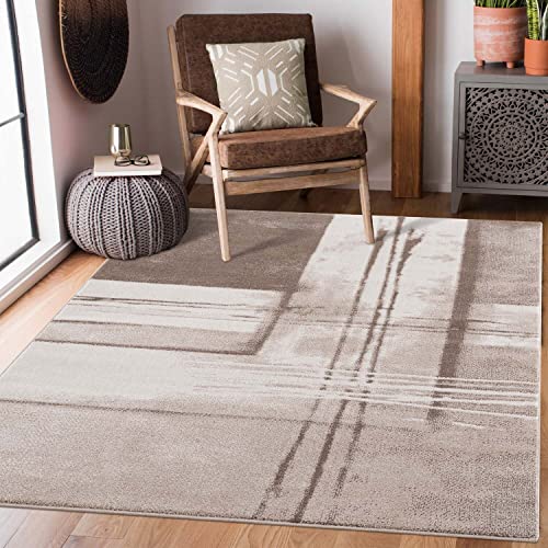 carpet city Teppich Läufer Braun Beige - 80x300 cm - Meliert, Streifen-, Geo-Muster - Moderne Läufer-Teppiche Flur Kurzflor - Braune Küchenteppiche Flachflor von carpet city