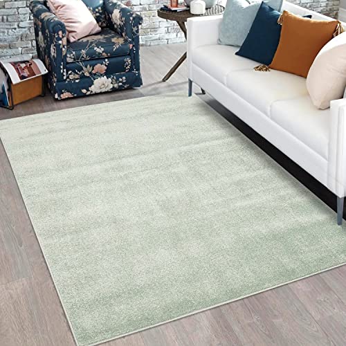 carpet city Teppich-Läufer Einfarbig Uni Flachfor Soft & Shiny in Grün für Wohnzimmer; Größe: 80x150 cm von carpet city