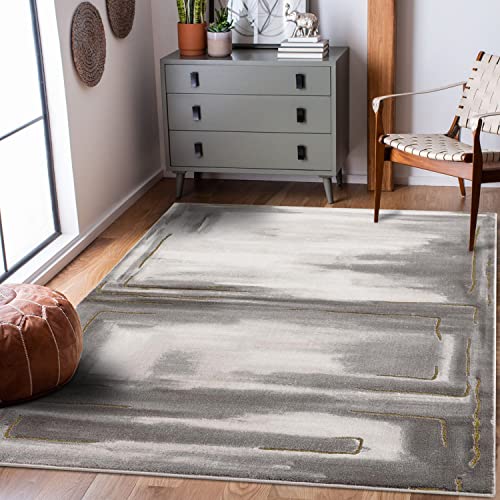carpet city Teppich Läufer Wohnzimmer - Abstrakt 80x300 cm Grau Meliert - Moderne Teppiche Kurzflor von carpet city