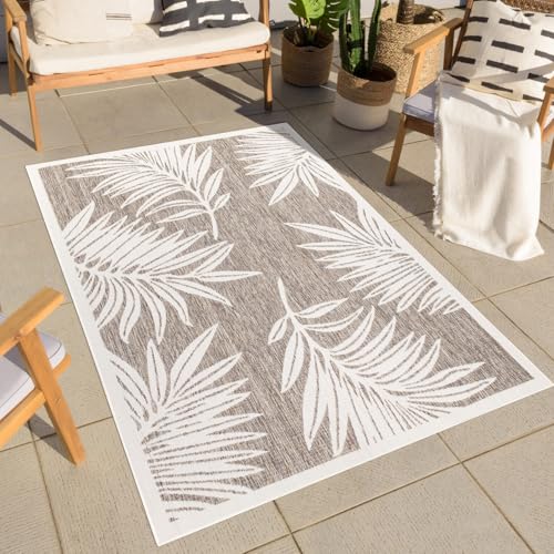 carpet city Teppich Outdoor Wetterfest - Beige - 140x200 cm - Palmen-Blätter - Balkon Teppich Wasserabweisend - In-& Outdoor Teppiche für Terrasse, Garten, Küche, Bad oder Wohnzimmer carpet city Teppich Outdoor Wetterfest - Beige - 140x200 cm - Palmen-Blätter - Balkon Teppich Wasserabweisend - In-& Outdoor Teppiche für Terrasse, Garten, Küche, Bad oder Wohnzimmer von carpet city