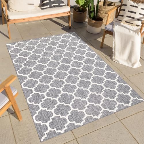 carpet city Teppich Outdoor Wetterfest - Grau - 120x170 cm - Marokkanisch - Balkon Teppich Wasserabweisend - In-& Outdoor Teppiche für Terrasse, Garten, Küche, Bad oder Wohnzimmer carpet city Teppich Outdoor Wetterfest - Grau - 120x170 cm - Marokkanisch - Balkon Teppich Wasserabweisend - In-& Outdoor Teppiche für Terrasse, Garten, Küche, Bad oder Wohnzimmer von carpet city