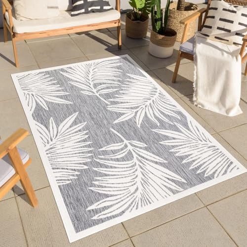carpet city Teppich Outdoor Wetterfest - Grau - 240x340 cm - Palmen-Blätter - Balkon Teppich Wasserabweisend - In-& Outdoor Teppiche für Terrasse, Garten, Küche, Bad oder Wohnzimmer carpet city Teppich Outdoor Wetterfest - Grau - 240x340 cm - Palmen-Blätter - Balkon Teppich Wasserabweisend - In-& Outdoor Teppiche für Terrasse, Garten, Küche, Bad oder Wohnzimmer von carpet city