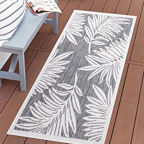 carpet city Teppich Outdoor Wetterfest - Grau - 80x150 cm - Palmen-Blätter - Balkon Teppich Wasserabweisend - In-& Outdoor Teppiche für Terrasse, Garten, Küche, Bad oder Wohnzimmer carpet city Teppich Outdoor Wetterfest - Grau - 80x150 cm - Palmen-Blätter - Balkon Teppich Wasserabweisend - In-& Outdoor Teppiche für Terrasse, Garten, Küche, Bad oder Wohnzimmer von carpet city