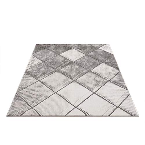 carpet city Teppich Wohnzimmer - Skandi-Stil Meliert 140x200 cm Grau - Moderne Teppiche von carpet city
