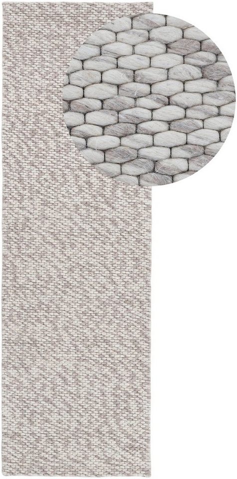 carpetfine Wollteppich Sina, auch als Läufer, rechteckig, Höhe: 14 mm, Handweb Teppich, reine Wolle, meliert, handgewebt, weich & kuschelig von carpetfine