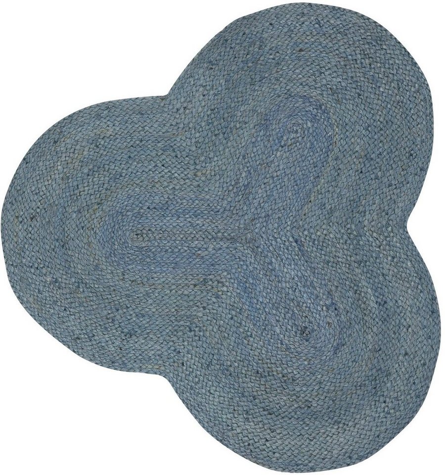 Teppich Alia Juteteppich, carpetfine, wolkenförmig, Höhe: 10 mm, handgewebt aus Jute, Naturteppich, Sonderform blau, Boho Style, uni von carpetfine