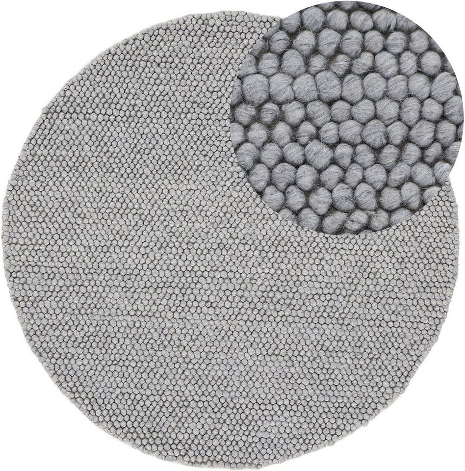 Teppich Calo, carpetfine, rund, Höhe: 16 mm, Handweb Teppich, Uni-Farben, meliert, handgewebt, 70% Wolle von carpetfine