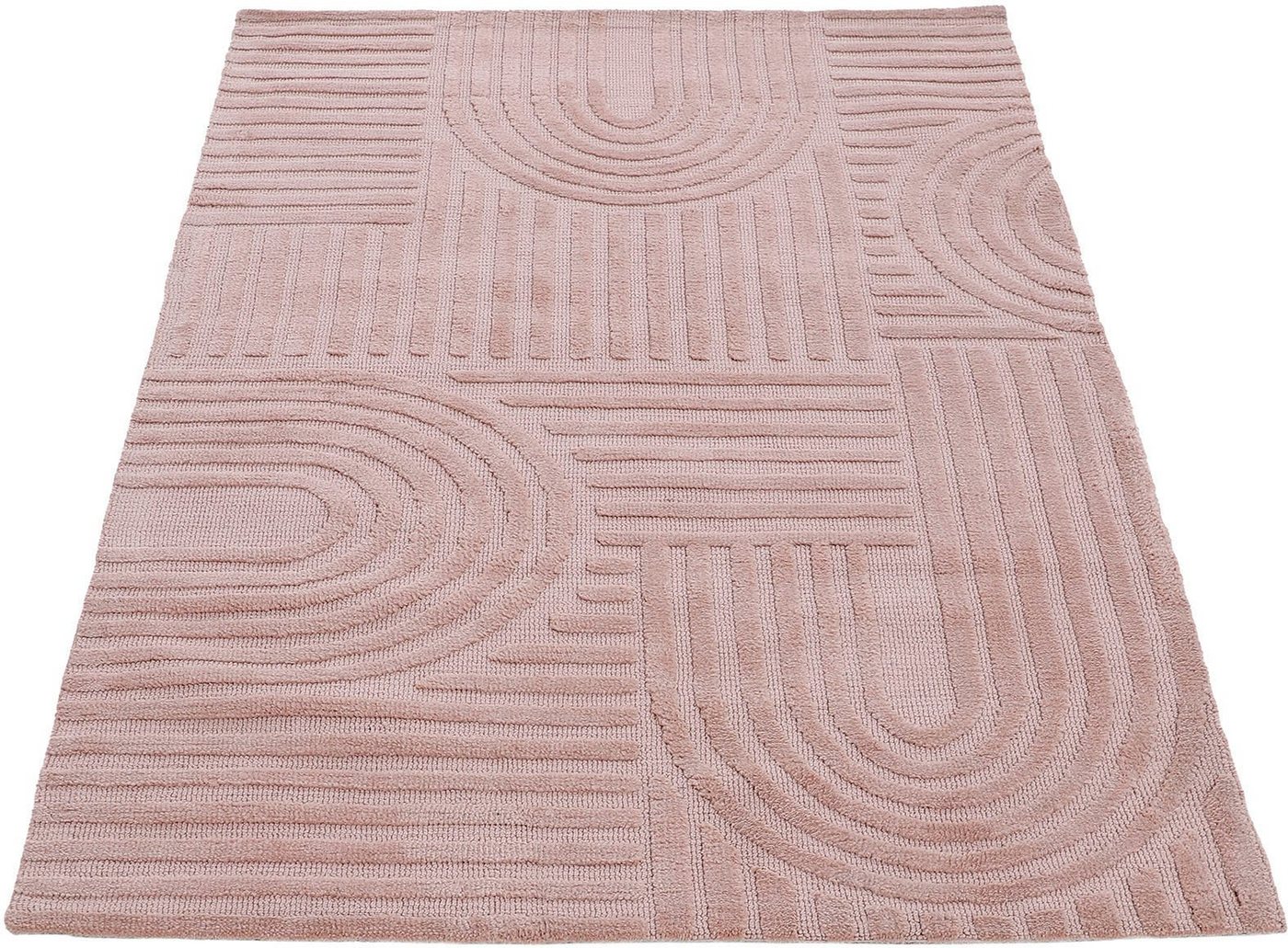 Teppich Holly 4 - Soft Touch Microfaser Teppich, carpetfine, rechteckig, Höhe: 12 mm, Boho Scandi, weiche dichte getuftete Hoch-Tief-Struktur, Wohnzimmer von carpetfine
