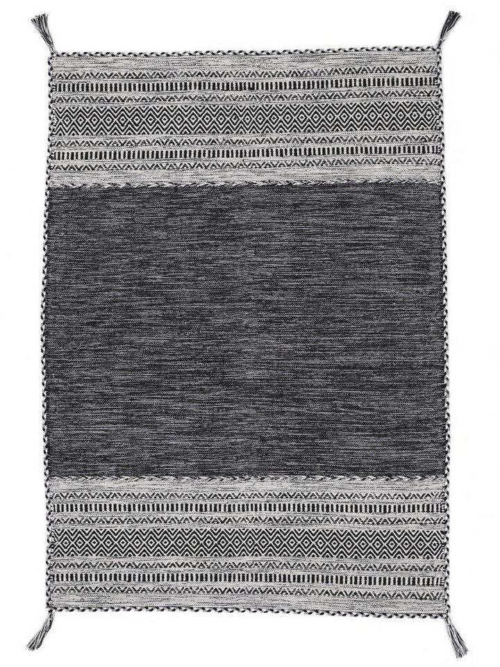 Teppich Kelim Azizi, carpetfine, rechteckig, Höhe: 5 mm, Baumwolle, Wendeteppich mit Fransen, Wohnzimmer von carpetfine
