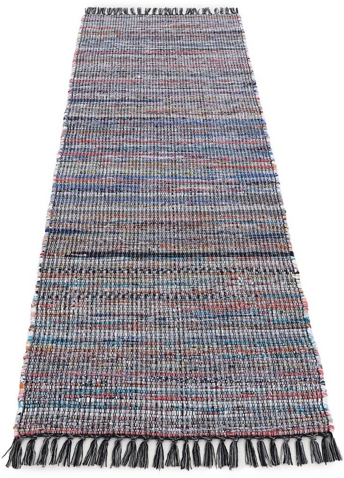 carpetfine Teppich Kelim Chindi, Wendeteppich, rechteckig, Höhe: 6 mm, handgewebt, Fleckerlteppich mit Fransen, auch vielen in Läufergrößen von carpetfine