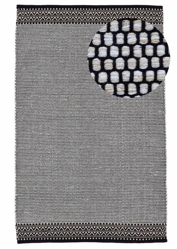 carpetfine Teppich Kelim Mia, auch als Läufer erhältlich, rechteckig, Höhe: 6 mm, handgewebt, Baumwolle, Wendeteppich, Fleckerl, Bordüre, Wohnzimmer von carpetfine