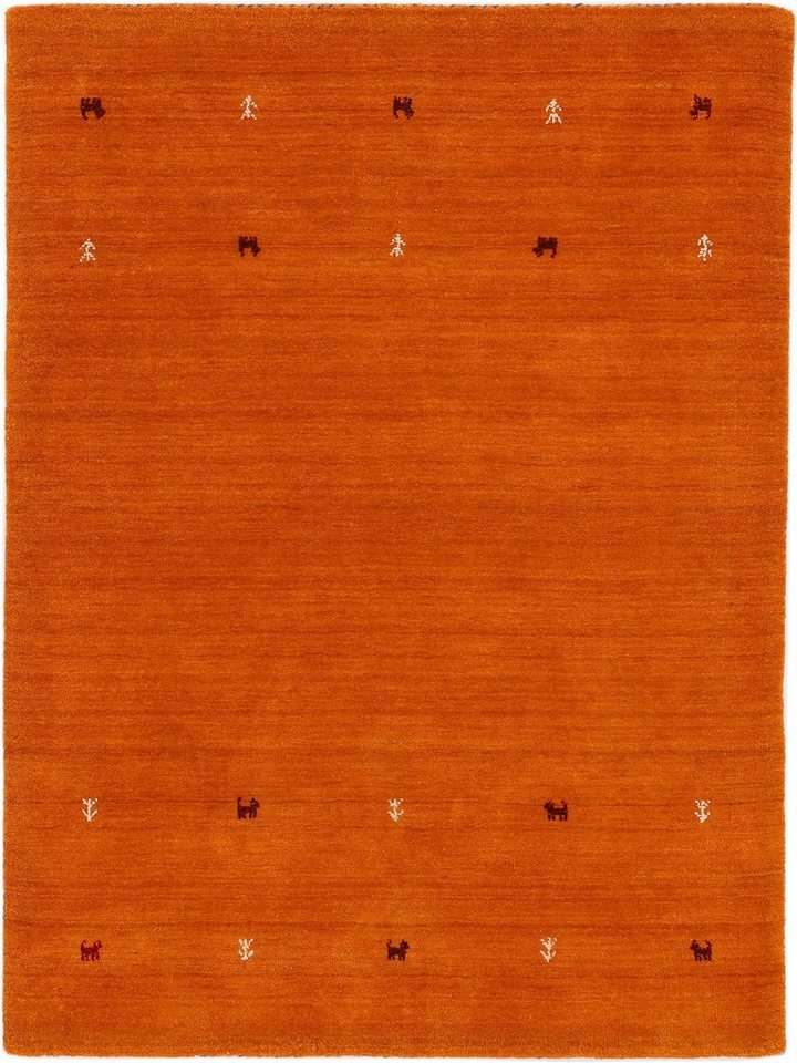 Wollteppich Gabbeh Uni, carpetfine, rechteckig, Höhe: 15 mm, reine Wolle, handgewebt, Gabbeh Loom Tiermotiv, auch als Läufer von carpetfine