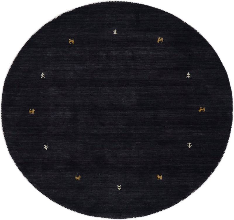 carpetfine Wollteppich Gabbeh Uni, rund, Höhe: 15 mm, reine Wolle handgewebt, Gabbeh Tiermotiv warmes Raumklima viele Größen von carpetfine