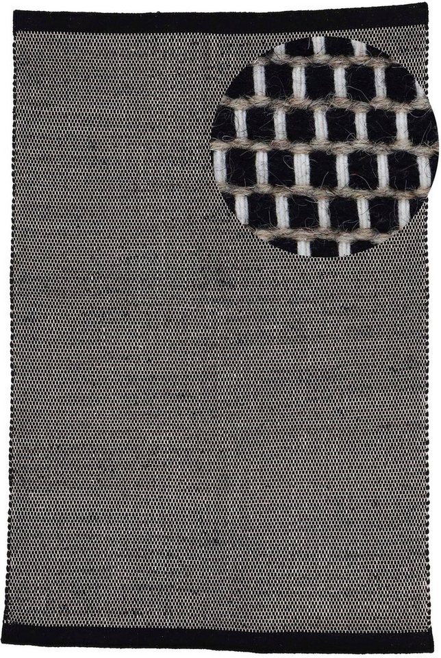 Wollteppich Mona, carpetfine, rechteckig, Höhe: 5 mm, Wolle, Wendeteppich aus Wolle/Baumwolle, Wohnzimmer von carpetfine