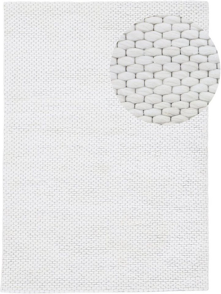 Wollteppich Sina, carpetfine, rechteckig, Höhe: 14 mm, Handweb Teppich, reine Wolle, meliert, handgewebt, weich & kuschelig von carpetfine