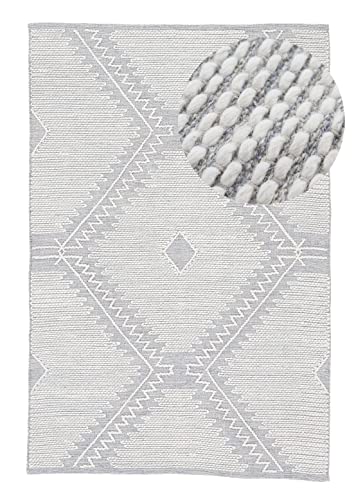 carpetfine Baumwollteppich Kelim Durry robuster Flachgewebe-Teppich Grau 80x150 cm für Wohnzimmer, Schlafzimmer & Kinderzimmer von carpetfine