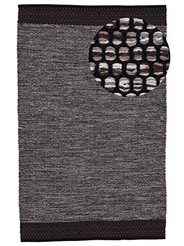 carpetfine Baumwollteppich Kelim Mia Braun 240x340 cm | Moderner Teppich für Wohn- und Schlafzimmer von carpetfine