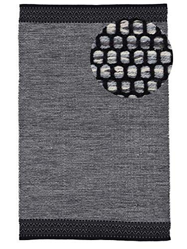 carpetfine Baumwollteppich Kelim Mia Grau 140x200 cm | Moderner Teppich für Wohn- und Schlafzimmer von carpetfine
