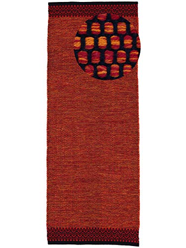 carpetfine Baumwollteppich Kelim Mia Läufer Rot 60x180 cm | Moderner Teppich für Wohn- und Schlafzimmer von carpetfine