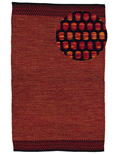 carpetfine Baumwollteppich Kelim Mia Rot 240x340 cm | Moderner Teppich für Wohn- und Schlafzimmer von carpetfine