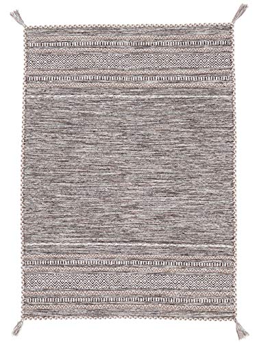 carpetfine Flachgewebeteppich Kelim Azizi Beige 60x110 cm | Moderner Teppich für Wohn- und Schlafzimmer von carpetfine