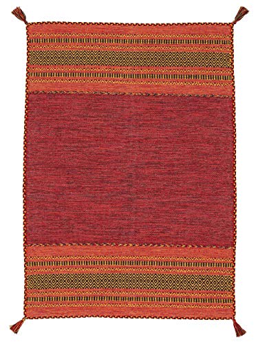 carpetfine Flachgewebeteppich Kelim Azizi Rot 200x290 cm | Moderner Teppich für Wohn- und Schlafzimmer carpetfine Flachgewebeteppich Kelim Azizi Rot 200x290 cm | Moderner Teppich für Wohn- und Schlafzimmer von carpetfine