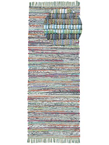 carpetfine Flachgewebeteppich Kelim Chindi Läufer Grün 60x180 cm | Moderner Teppich für Wohn- und Schlafzimmer carpetfine Flachgewebeteppich Kelim Chindi Läufer Grün 60x180 cm | Moderner Teppich für Wohn- und Schlafzimmer von carpetfine