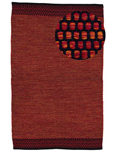 carpetfine Baumwollteppich Kelim Mia Rot 200x250 cm | Moderner Teppich für Wohn- und Schlafzimmer von carpetfine