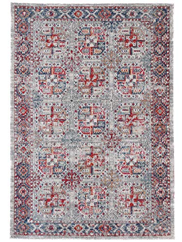 carpetfine Flachgewebeteppich Mahal Hellgrau 120x170 cm | Moderner Teppich für Wohn- und Schlafzimmer von carpetfine