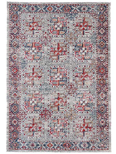 carpetfine Flachgewebeteppich Mahal Hellgrau 200x290 cm | Moderner Teppich für Wohn- und Schlafzimmer von carpetfine