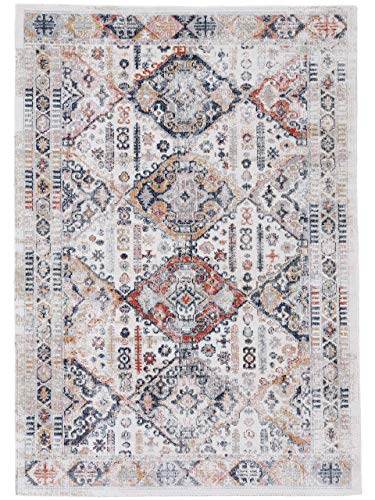 carpetfine Flachgewebeteppich Omen Creme 80x150 cm | Moderner Teppich für Wohn- und Schlafzimmer von carpetfine