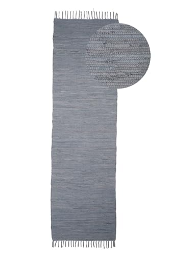 carpetfine Flickenteppich Kelim Chindi Uni Läufer Hellgrau 70x200 cm, handgewebt | Fleckerlteppich aus Baumwolle für Wohnzimmermit Fransen carpetfine Flickenteppich Kelim Chindi Uni Läufer Hellgrau 70x200 cm, handgewebt | Fleckerlteppich aus Baumwolle für Wohnzimmermit Fransen von carpetfine