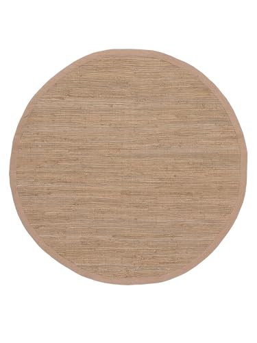 carpetfine Flickenteppich Kelim Chindi Uni rund Taupe Ø 80 cm handgewebt | Fleckerlteppich aus Baumwolle für Wohnzimmermit Fransen carpetfine Flickenteppich Kelim Chindi Uni rund Taupe Ø 80 cm handgewebt | Fleckerlteppich aus Baumwolle für Wohnzimmermit Fransen von carpetfine