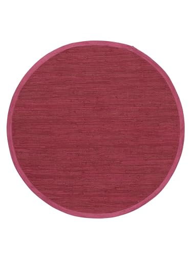 carpetfine Flickenteppich Kelim Chindi Uni rund Violett Ø 60 cm handgewebt | Fleckerlteppich aus Baumwolle für Wohnzimmermit Fransen carpetfine Flickenteppich Kelim Chindi Uni rund Violett Ø 60 cm handgewebt | Fleckerlteppich aus Baumwolle für Wohnzimmermit Fransen von carpetfine