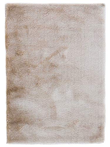 carpetfine Hochflorteppich Breeze Creme 40x60 cm | Moderner Teppich für Wohn- und Schlafzimmer von carpetfine