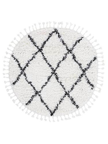 carpetfine Hochflorteppich Eddy Rund Schwarz Ø 80 cm Floral | Moderner Teppich für Wohn- und Schlafzimmer carpetfine Hochflorteppich Eddy Rund Schwarz Ø 80 cm Floral | Moderner Teppich für Wohn- und Schlafzimmer von carpetfine
