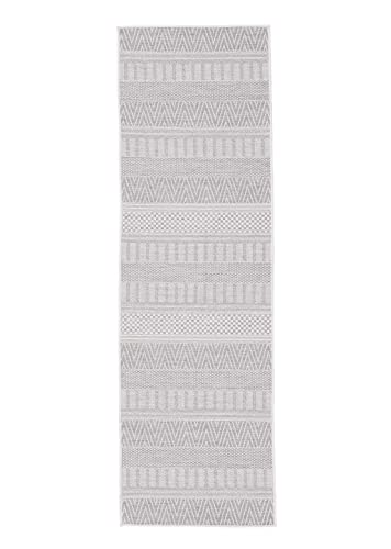 carpetfine In- und Outdoor Teppich Boho Läufer Beige Flachgewebeteppich 75x240 cm | Moderner Teppich Wetterfest für Balkon, Terasse, Garten, Wohn- und Schlafzimmer von carpetfine