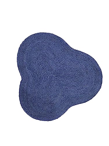 carpetfine Juteteppich Alia Sonderform Blau 60x60 cm handgewebt aus Jute | Moderner Naturteppich Uni im Boho - Style Teppich Oval für Wohnzimmer, Schlafzimmer und Küche von carpetfine